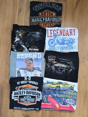 Harley-Davidson Mixed Graphic Tee Bundle - Black, White, Blue, Orange, Yellow